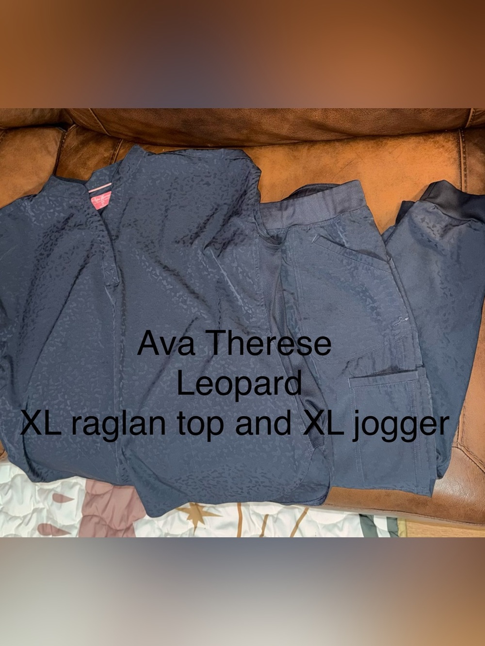 Ava Therese gray Leopard Print Scrub Set